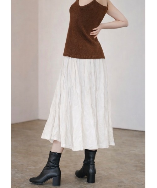 SALTMINT（ソルトミント）の「ワッシャーAラインスカート（スカート・レディース・ブラック/ホワイト・FREE）」の5枚目の写真