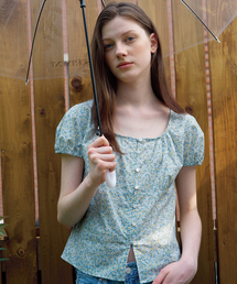 BUT'TON（ボッタン）の「Flower Puff Sleeve Blouse (Green)（シャツ/ブラウス）」
