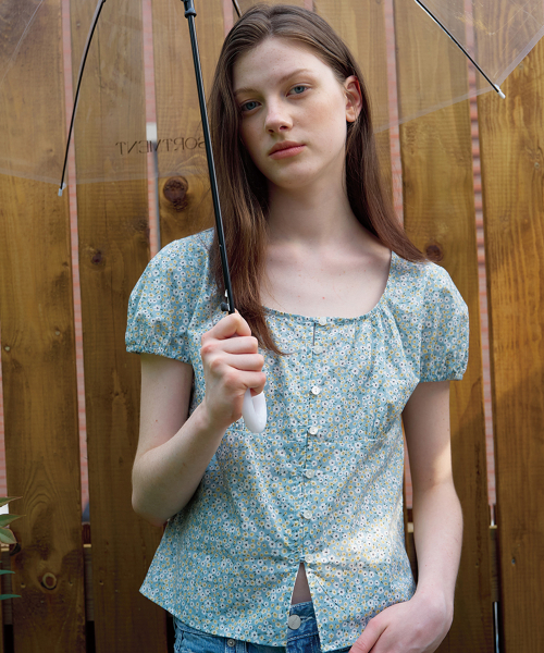 BUT'TON(ボッタン)の「Flower Puff Sleeve Blouse (Green)(シャツ/ブラウス・レディース・その他・FREE)」の1枚目の写真