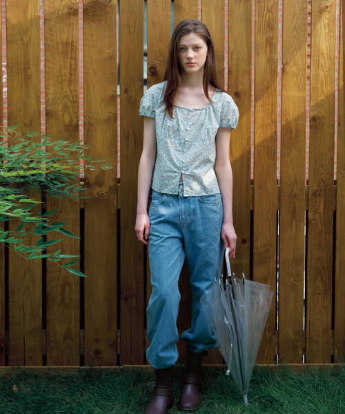 BUT'TON(ボッタン)の「Flower Puff Sleeve Blouse (Green)(シャツ/ブラウス・レディース・その他・FREE)」の3枚目の写真