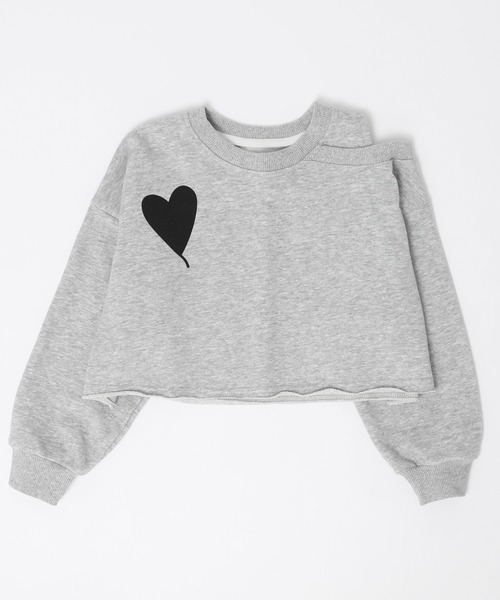 URBAN CHERRY（アーバンチェリー）の「カットショルダーハートデザイントレーナー（その他トップス・キッズ・グレー・110cm/130cm/140cm/120cm）」の7枚目の写真