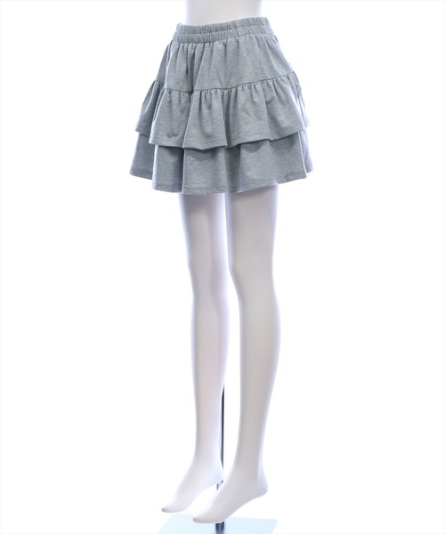 clear（クリア）の「ラインストーン2段ティアードスウェットミニスカート(セット可)[着回し力抜群 ガーリー キラキラ]（スカート・レディース・グレー/ブラック・F）」の14枚目の写真