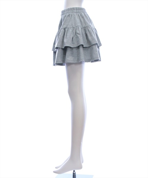 clear（クリア）の「ラインストーン2段ティアードスウェットミニスカート(セット可)[着回し力抜群 ガーリー キラキラ]（スカート・レディース・グレー/ブラック・F）」の15枚目の写真