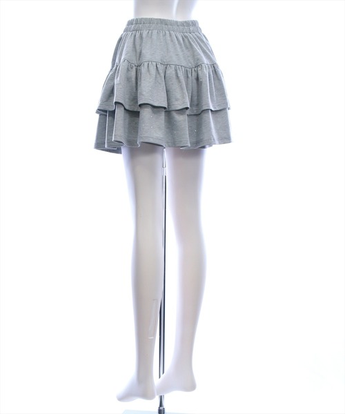 clear（クリア）の「ラインストーン2段ティアードスウェットミニスカート(セット可)[着回し力抜群 ガーリー キラキラ]（スカート・レディース・グレー/ブラック・F）」の16枚目の写真