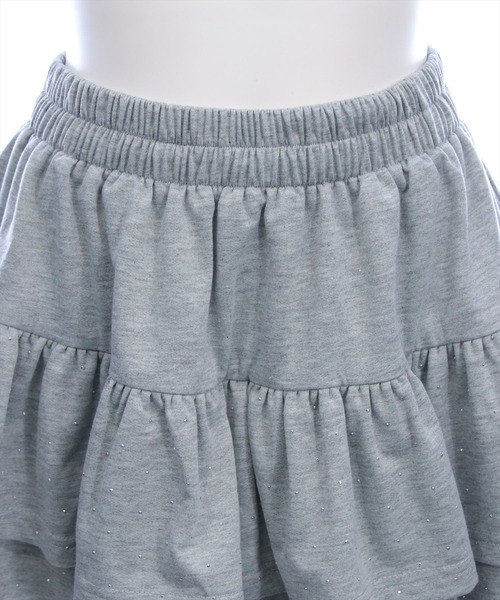 clear（クリア）の「ラインストーン2段ティアードスウェットミニスカート(セット可)[着回し力抜群 ガーリー キラキラ]（スカート・レディース・グレー/ブラック・F）」の18枚目の写真