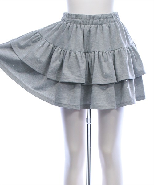 clear（クリア）の「ラインストーン2段ティアードスウェットミニスカート(セット可)[着回し力抜群 ガーリー キラキラ]（スカート・レディース・グレー/ブラック・F）」の20枚目の写真