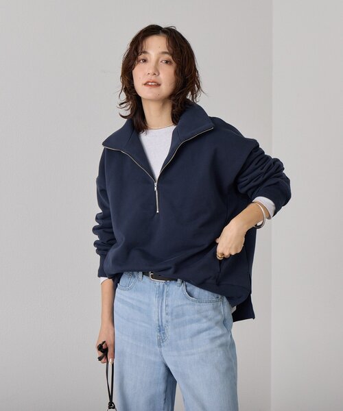 RIVE DROITE（リヴドロワ）の「【A・MONN(アモン)】ZIP SWEAT プルオーバー（スウェット・レディース・ネイビー/ライトグレー・FREE）」の18枚目の写真