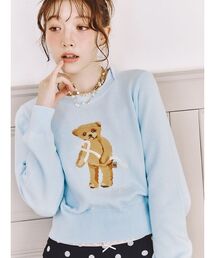 LILY BROWN | Lily Bearハートサテンニット(ニット/セーター)