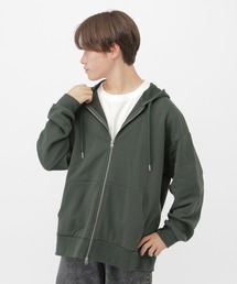 GLOBAL WORK | ポイント刺繍ダブルZIPパーカー/AND YUA ANY/629905(パーカー)