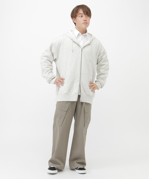 GLOBAL WORK（グローバルワーク）の「ポイント刺繍ダブルZIPパーカー/AND YUA ANY/629905（パーカー・キッズ・カーキ/ホワイト系その他/グレー系その他4・LARGE/MEDIUM）」の4枚目の写真