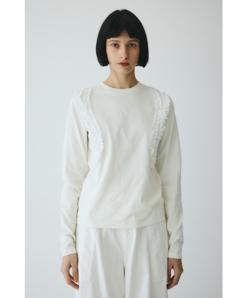HeRIN.CYE(ヘリンドットサイ)の「Wave frill cut tops ウェーブフリルカットトップス(Tシャツ/カットソー・レディース・レッド/ホワイト/ブラック・FREE)」の2枚目の写真