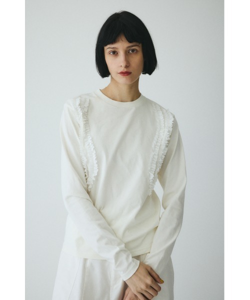 HeRIN.CYE(ヘリンドットサイ)の「Wave frill cut tops ウェーブフリルカットトップス(Tシャツ/カットソー・レディース・レッド/ホワイト/ブラック・FREE)」の19枚目の写真