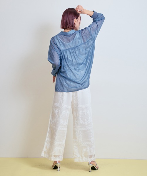 LHELBIE(レルビエ)の「エンブロイダリーパンツ(その他パンツ・レディース・ブラック/オフホワイト・M)」の3枚目の写真