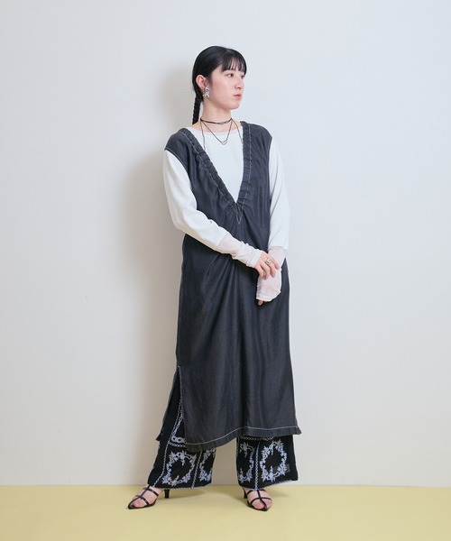 LHELBIE(レルビエ)の「エンブロイダリーパンツ(その他パンツ・レディース・ブラック/オフホワイト・M)」の10枚目の写真