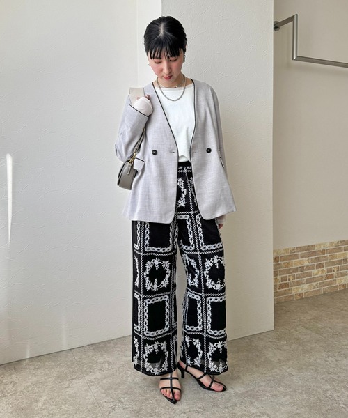 LHELBIE(レルビエ)の「エンブロイダリーパンツ(その他パンツ・レディース・ブラック/オフホワイト・M)」の17枚目の写真