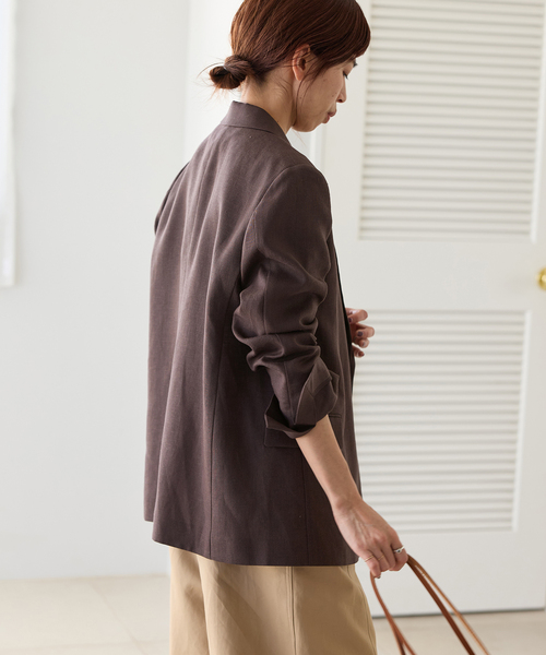 IENA（イエナ）の「ウォッシャブル リネンミックス テーラードジャケット（テーラードジャケット・レディース・ブラウン/ベージュ・36/38）」の11枚目の写真