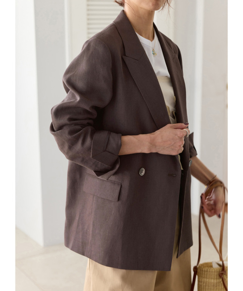 IENA（イエナ）の「ウォッシャブル リネンミックス テーラードジャケット（テーラードジャケット・レディース・ブラウン/ベージュ・36/38）」の12枚目の写真