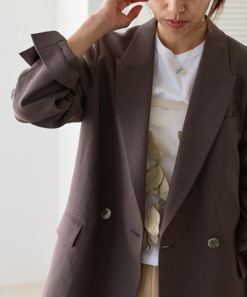 IENA（イエナ）の「ウォッシャブル リネンミックス テーラードジャケット（テーラードジャケット・レディース・ブラウン/ベージュ・36/38）」の13枚目の写真