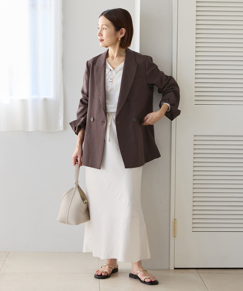 IENA（イエナ）の「ウォッシャブル リネンミックス テーラードジャケット（テーラードジャケット・レディース・ブラウン/ベージュ・36/38）」の19枚目の写真