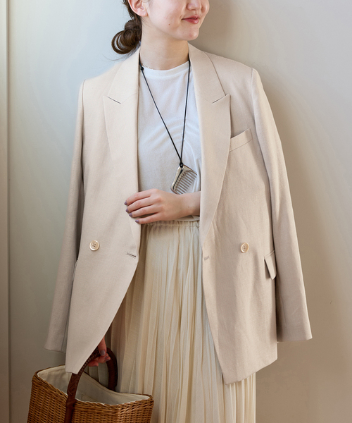 IENA（イエナ）の「ウォッシャブル リネンミックス テーラードジャケット（テーラードジャケット・レディース・ブラウン/ベージュ・36/38）」の22枚目の写真