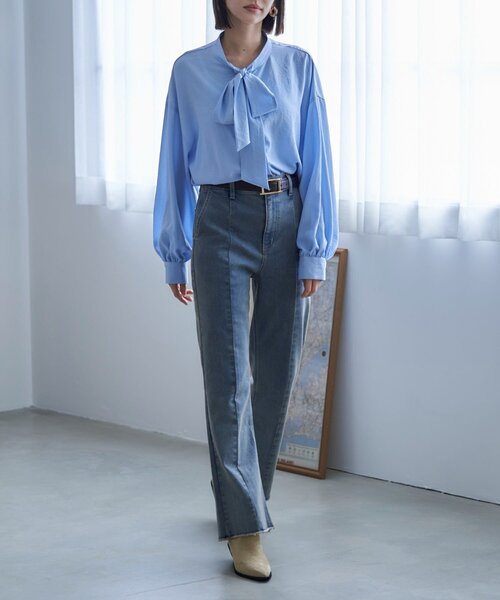 Remind me and forever(リマインドミーアンドフォーエバー)の「【nane】《サイズ展開有》ストレッチデニムフレアーパンツ(デニムパンツ・レディース・ワンウォッシュ/ブラック/その他/ケミカルウォッシュ・LARGE/MEDIUM)」の15枚目の写真