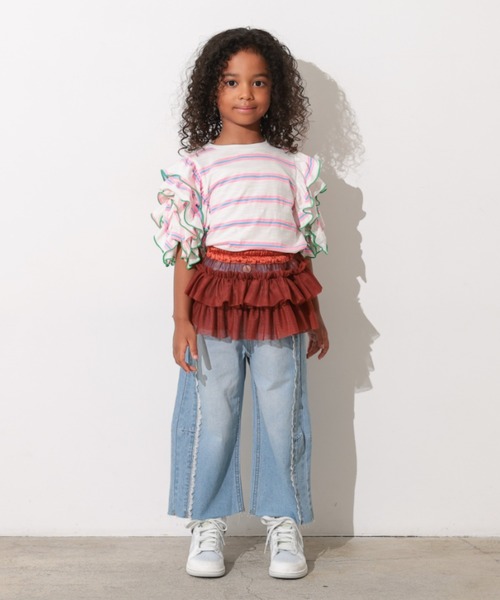 Ocean&Ground(オーシャン&グラウンド)の「Jr.チュールフリル飾りスカート(スカート・キッズ・ブラウン/オレンジ/ターコイズブルー/ホワイト・FREE)」の5枚目の写真