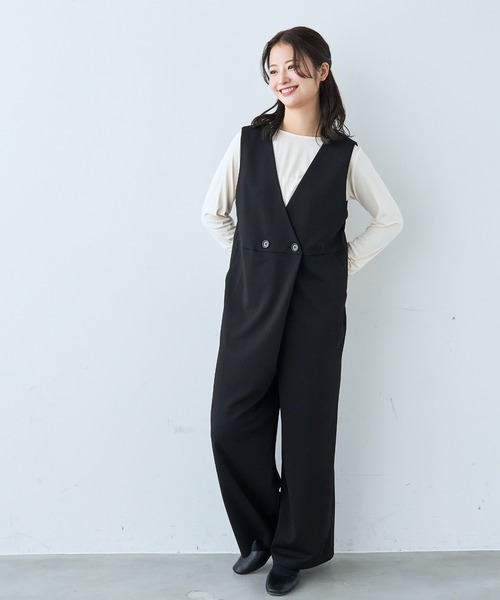 mil(ミル)の「カシュクール サロペット【586071】(サロペット/オーバーオール・レディース・ベージュ/ブラック・FREE/XS/S)」の11枚目の写真