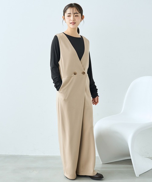 mil(ミル)の「カシュクール サロペット【586071】(サロペット/オーバーオール・レディース・ベージュ/ブラック・FREE/XS/S)」の22枚目の写真