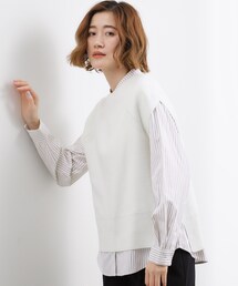 【2点SET】一枚でコーデが決まる!ニットベスト×シャツSET