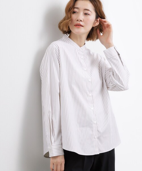 grove(グローブ)の「【2点SET】一枚でコーデが決まる!ニットベスト×シャツSET(シャツ/ブラウス・レディース・アイボリー/ネイビー/グレー・01/05/04/03/02)」の6枚目の写真