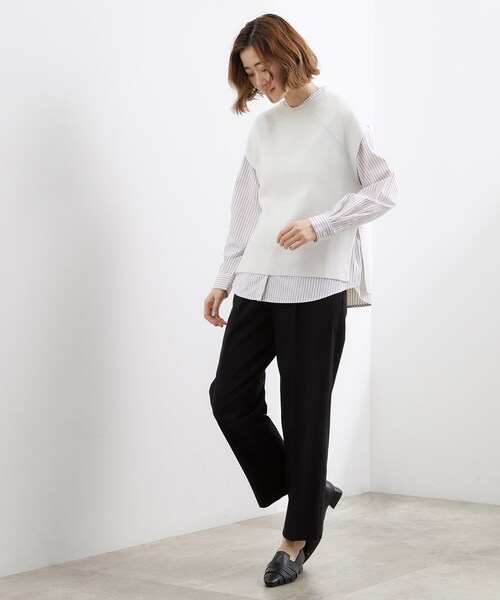 grove(グローブ)の「【2点SET】一枚でコーデが決まる!ニットベスト×シャツSET(シャツ/ブラウス・レディース・アイボリー/ネイビー/グレー・01/05/04/03/02)」の8枚目の写真