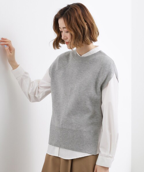 grove(グローブ)の「【2点SET】一枚でコーデが決まる!ニットベスト×シャツSET(シャツ/ブラウス・レディース・アイボリー/ネイビー/グレー・01/05/04/03/02)」の12枚目の写真