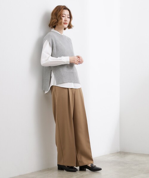 grove(グローブ)の「【2点SET】一枚でコーデが決まる!ニットベスト×シャツSET(シャツ/ブラウス・レディース・アイボリー/ネイビー/グレー・01/05/04/03/02)」の14枚目の写真