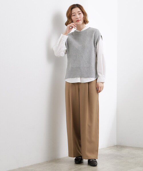 grove(グローブ)の「【2点SET】一枚でコーデが決まる!ニットベスト×シャツSET(シャツ/ブラウス・レディース・アイボリー/ネイビー/グレー・01/05/04/03/02)」の15枚目の写真