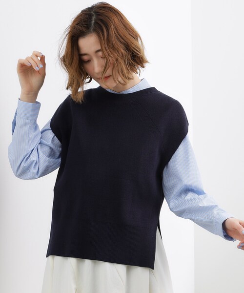 grove(グローブ)の「【2点SET】一枚でコーデが決まる!ニットベスト×シャツSET(シャツ/ブラウス・レディース・アイボリー/ネイビー/グレー・01/05/04/03/02)」の18枚目の写真