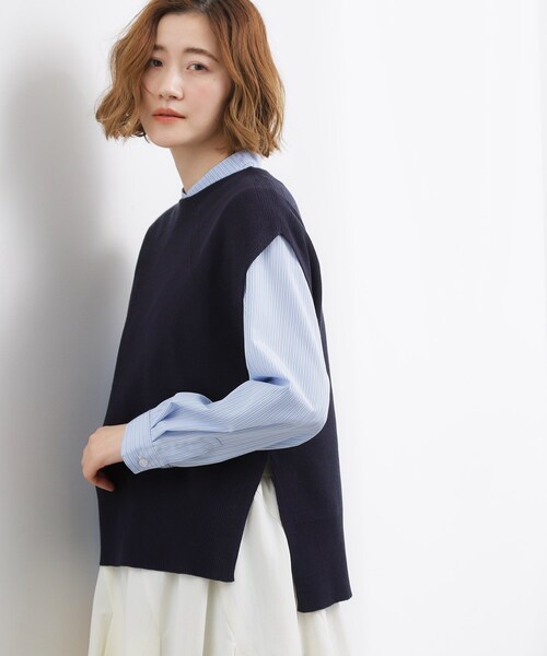 grove(グローブ)の「【2点SET】一枚でコーデが決まる!ニットベスト×シャツSET(シャツ/ブラウス・レディース・アイボリー/ネイビー/グレー・01/05/04/03/02)」の19枚目の写真