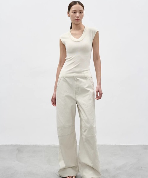 EIGHTHMONTH（エイスマンス）の「レイヤードライクノースリーブニットトップス EM26s037【EIGHTHMONTH】（Tシャツ/カットソー・レディース・アイボリー/グレー・S/M）」の12枚目の写真