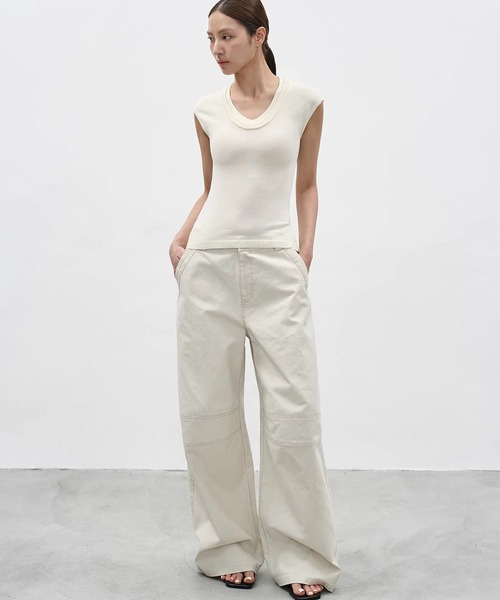 EIGHTHMONTH（エイスマンス）の「レイヤードライクノースリーブニットトップス EM26s037【EIGHTHMONTH】（Tシャツ/カットソー・レディース・アイボリー/グレー・S/M）」の17枚目の写真