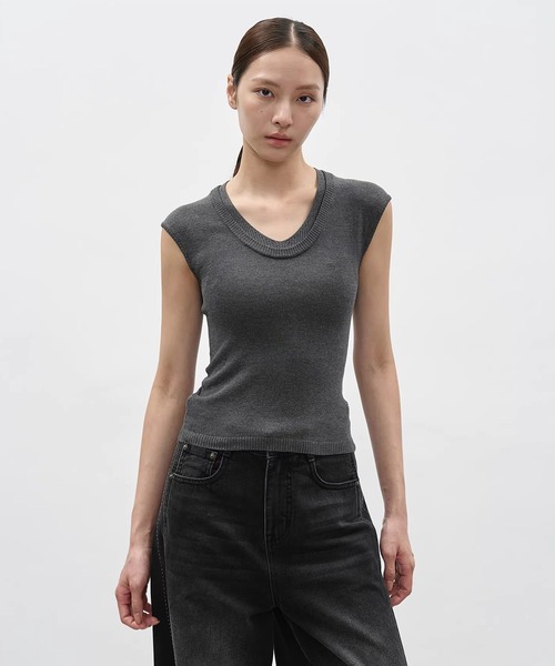 EIGHTHMONTH（エイスマンス）の「レイヤードライクノースリーブニットトップス EM26s037【EIGHTHMONTH】（Tシャツ/カットソー・レディース・アイボリー/グレー・S/M）」の20枚目の写真