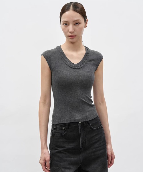 EIGHTHMONTH（エイスマンス）の「レイヤードライクノースリーブニットトップス EM26s037【EIGHTHMONTH】（Tシャツ/カットソー・レディース・アイボリー/グレー・S/M）」の21枚目の写真