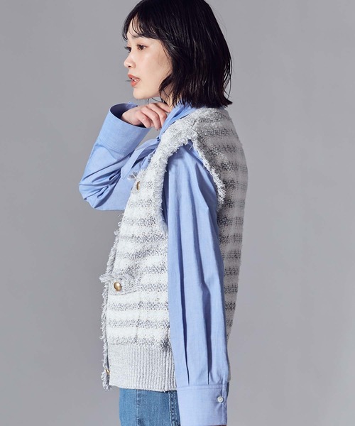 Gready Brilliant(グレディブリリアン)の「ツィード調カノコ編ベスト(ニット/セーター・レディース・オフホワイト/グレー×ホワイト・FREE)」の19枚目の写真