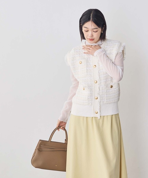 Gready Brilliant(グレディブリリアン)の「ツィード調カノコ編ベスト(ニット/セーター・レディース・オフホワイト/グレー×ホワイト・FREE)」の11枚目の写真