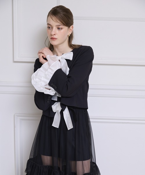 EIMY ISTOIRE(エイミーイストワール)の「フロントリボンジャケット(テーラードジャケット・レディース・ブラック/オフホワイト・F)」の9枚目の写真