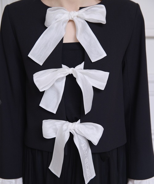 EIMY ISTOIRE(エイミーイストワール)の「フロントリボンジャケット(テーラードジャケット・レディース・ブラック/オフホワイト・F)」の10枚目の写真