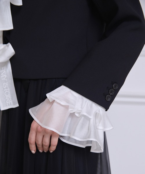 EIMY ISTOIRE(エイミーイストワール)の「フロントリボンジャケット(テーラードジャケット・レディース・ブラック/オフホワイト・F)」の12枚目の写真