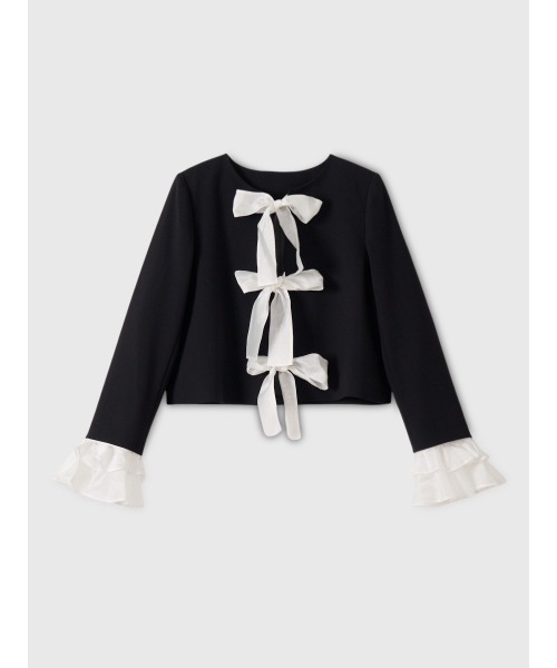 EIMY ISTOIRE(エイミーイストワール)の「フロントリボンジャケット(テーラードジャケット・レディース・ブラック/オフホワイト・F)」の13枚目の写真