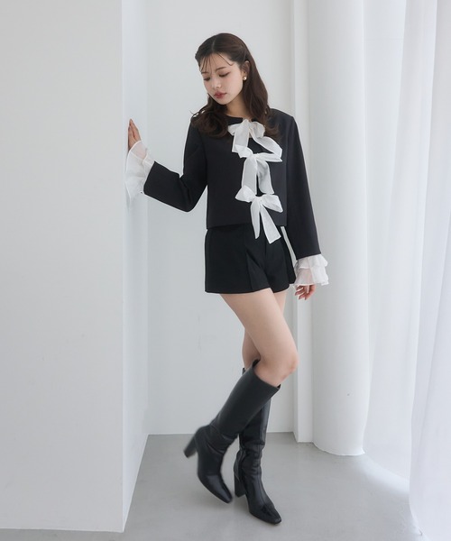 EIMY ISTOIRE(エイミーイストワール)の「フロントリボンジャケット(テーラードジャケット・レディース・ブラック/オフホワイト・F)」の20枚目の写真