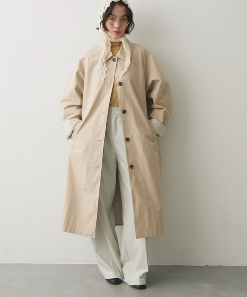 セール】stripe accent long coat / ストライプアクセントロングコート