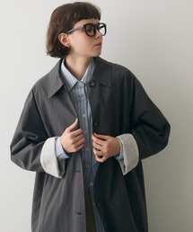 full/fill.（フルフィル）の「stripe accent long coat / ストライプアクセントロングコート（ステンカラーコート）」