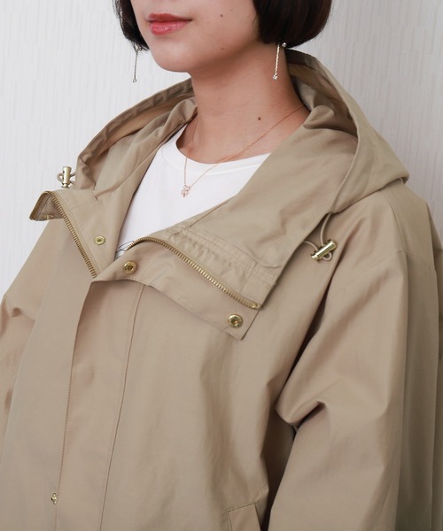 libelle more(リベル モア)の「【NC撥水加工】裾ドロストミドル丈ブルゾン マウンテンパーカー(マウンテンパーカー・レディース・モカ/ベージュ/アイボリー/ブラック/カーキ/ネイビー・M/L)」の15枚目の写真